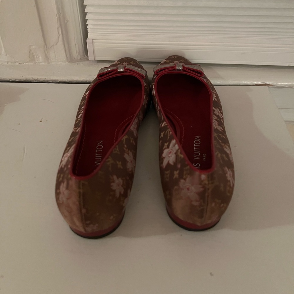 Louis Vuitton Brown Monogram Satin Cherry Blossom Flats - Picture 3 of 3